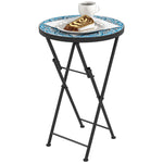 Mosaic Garden Table, 35.5cm Folding Coffee Table | Blue