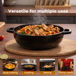 Cast Iron Enameled Dutch Oven Bread Baking Casserole Pot Self-basting Lid | Black