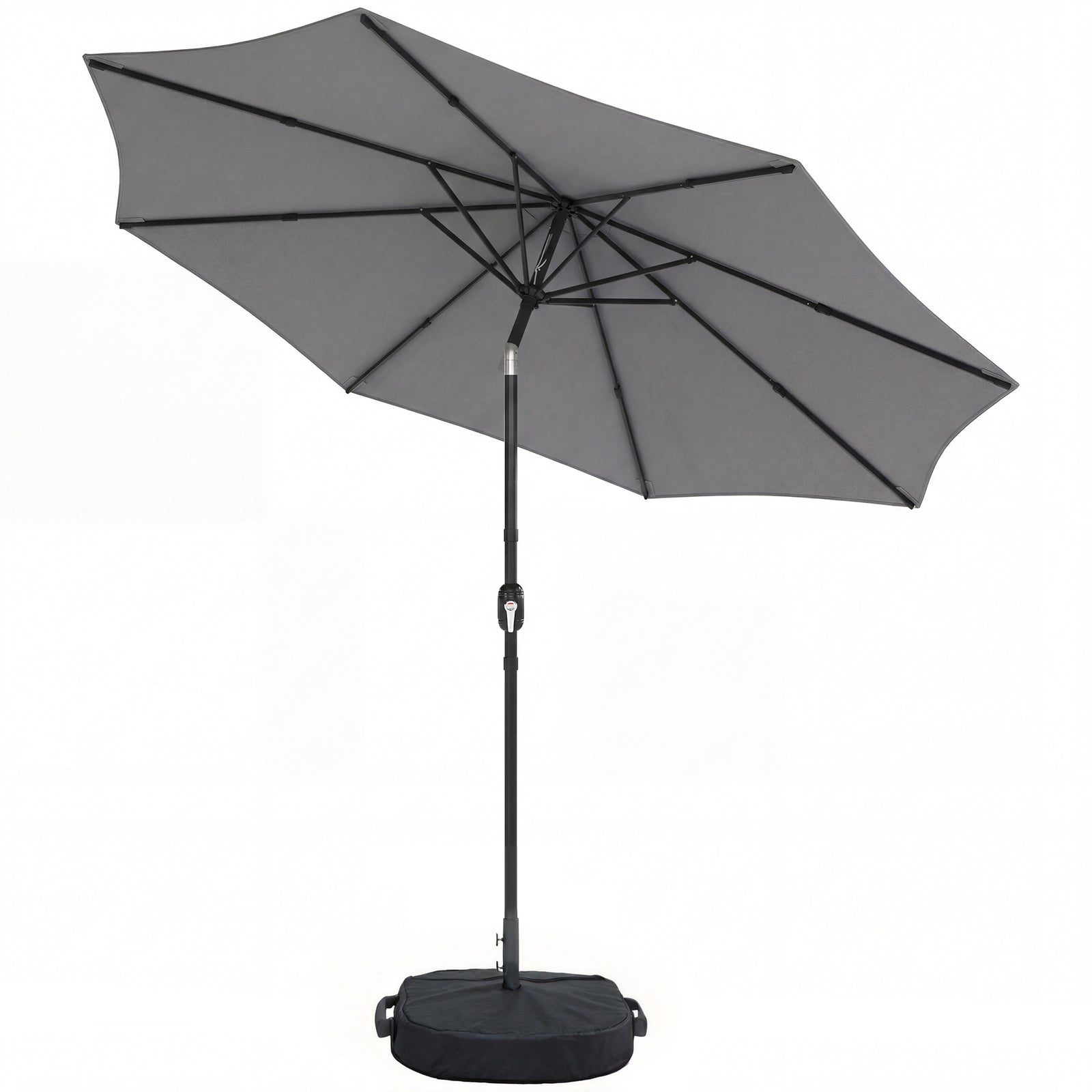 2.7 M Garden Parasol Umbrella With Cross Base, Sandbag | Light Grey
