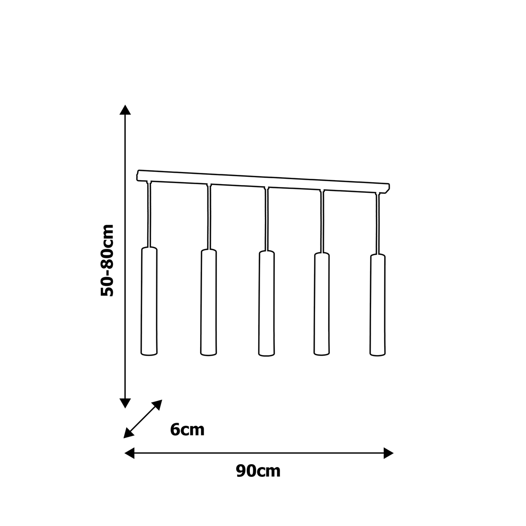 Joker Contemporary Pendant Lamp 5xgu10 Hand Made Cylindrical Style Light | Black & Chrome
