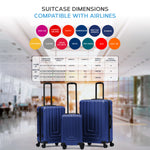Set Of 3 Hard Shell Suitcases Overhead Carry On Cabin Bag & Check In 20kg+ Medium And Large Bag. | Set of 3 | Navy Blue
