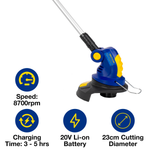 Cordless Grass Strimmer 20v  Rechargeable Garden Grass Trimmer With 1 Spool, Battery And Charger Included