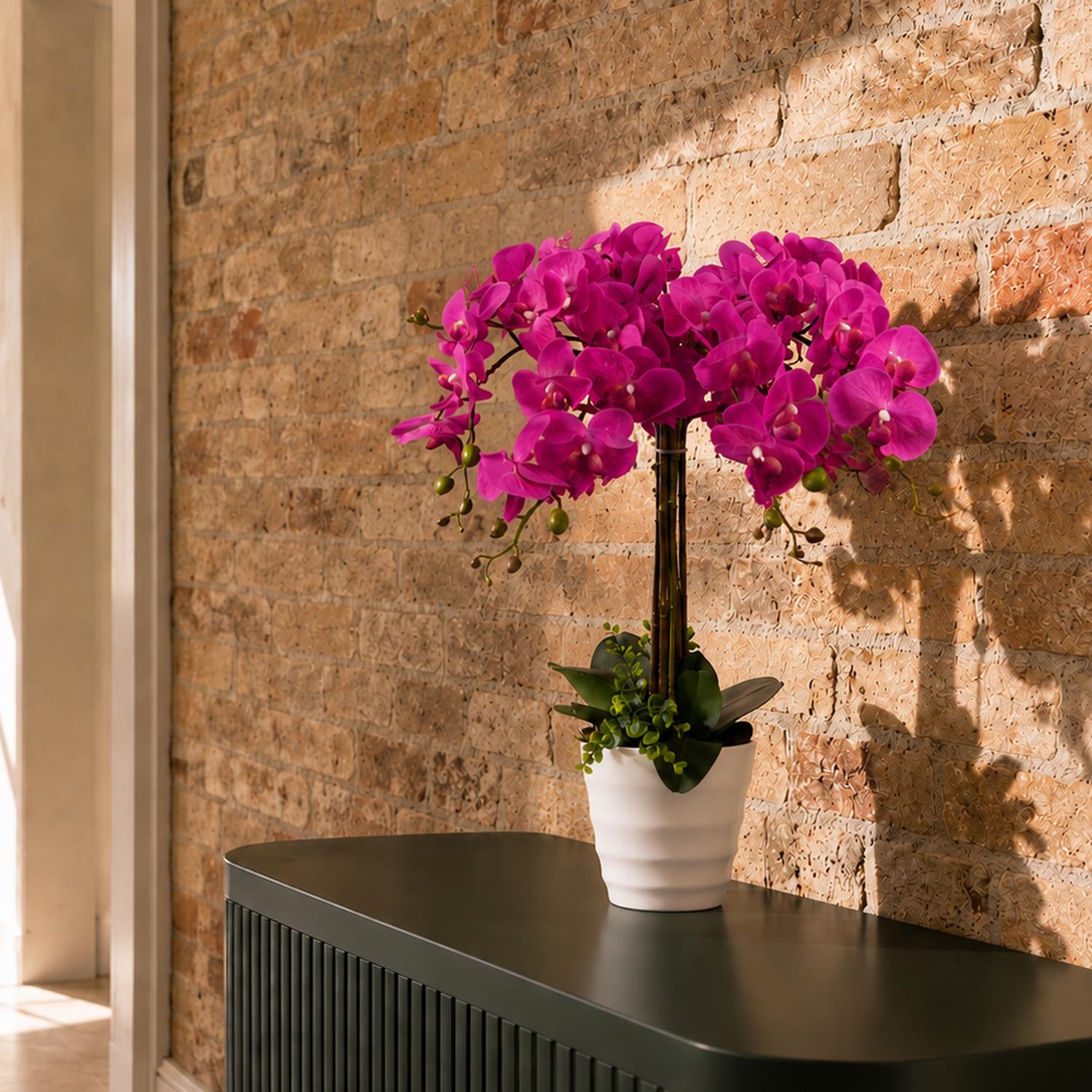 Artificial 85cm Deluxe Bush Orchid Dark Pink