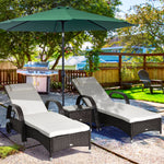 Rattan Sun Lounger Set With Side Table And Cushion | Brown