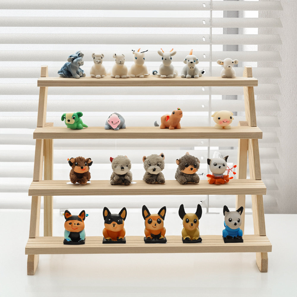 4 Tier Pine Wood Desktop Display Stand