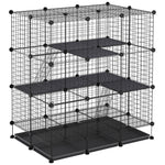 30 Pcs Diy Expandable Pet Cage Steel Bars W/ Doors Trays Plastic Corners