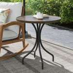 66cm Garden Table, Round Patio Table W/ Steel And Slat Top | Brown