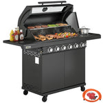 6+1 Burner Gas Bbq Grill, Barbecue Grill With Warming Rack | Black