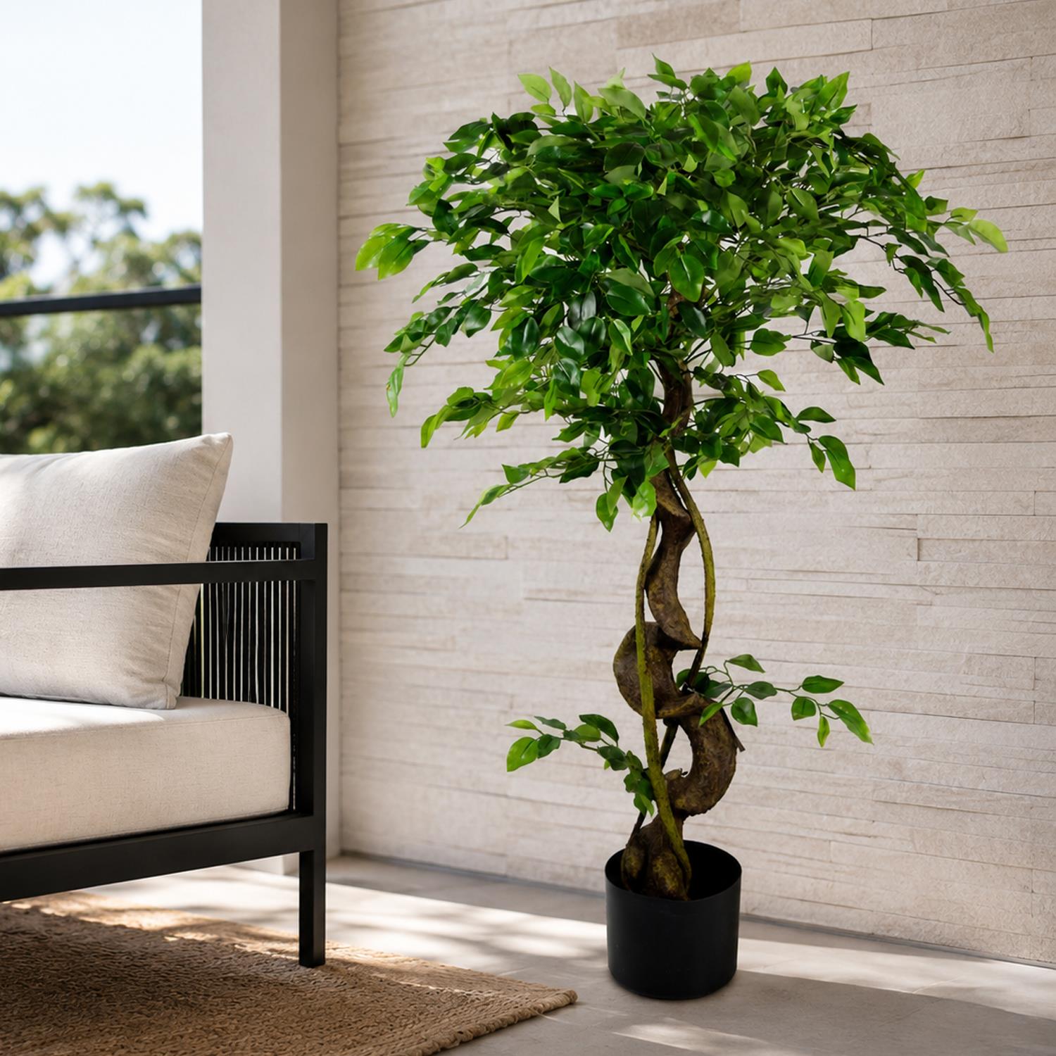 Faux 120cm Artificial Twisted Trunk Japanese Fruticosa Ficus Tree