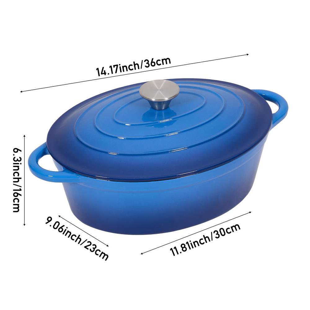 4.6l Enamelled Cast Iron Dutch Oven Pot For Bread Baking | Blue