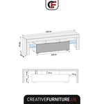 Aria Tv Unit 160cm With Led Lights | Dark Grey