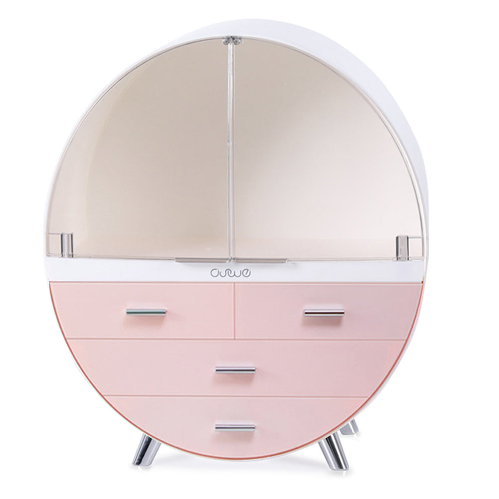 Dustproof Round Cosmetic Storage Box Desktop Organzier
