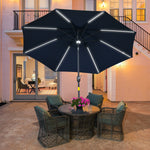2.7m Parasol W/ Led Solar Light & Angled Canopy | Blue