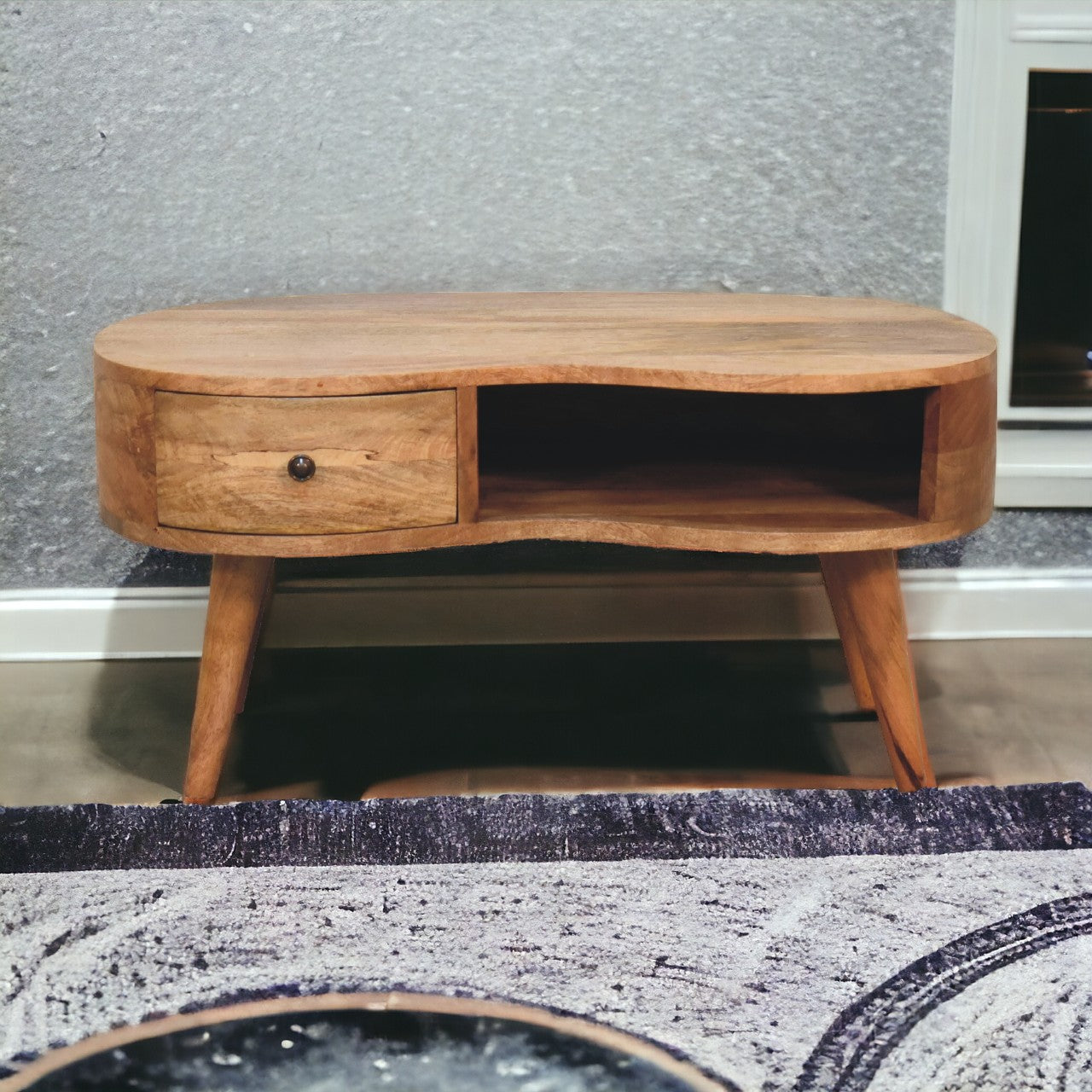 Solid Wood Oak-ish Wave Coffee Table