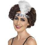Flapper Headband, With Feather | Silver