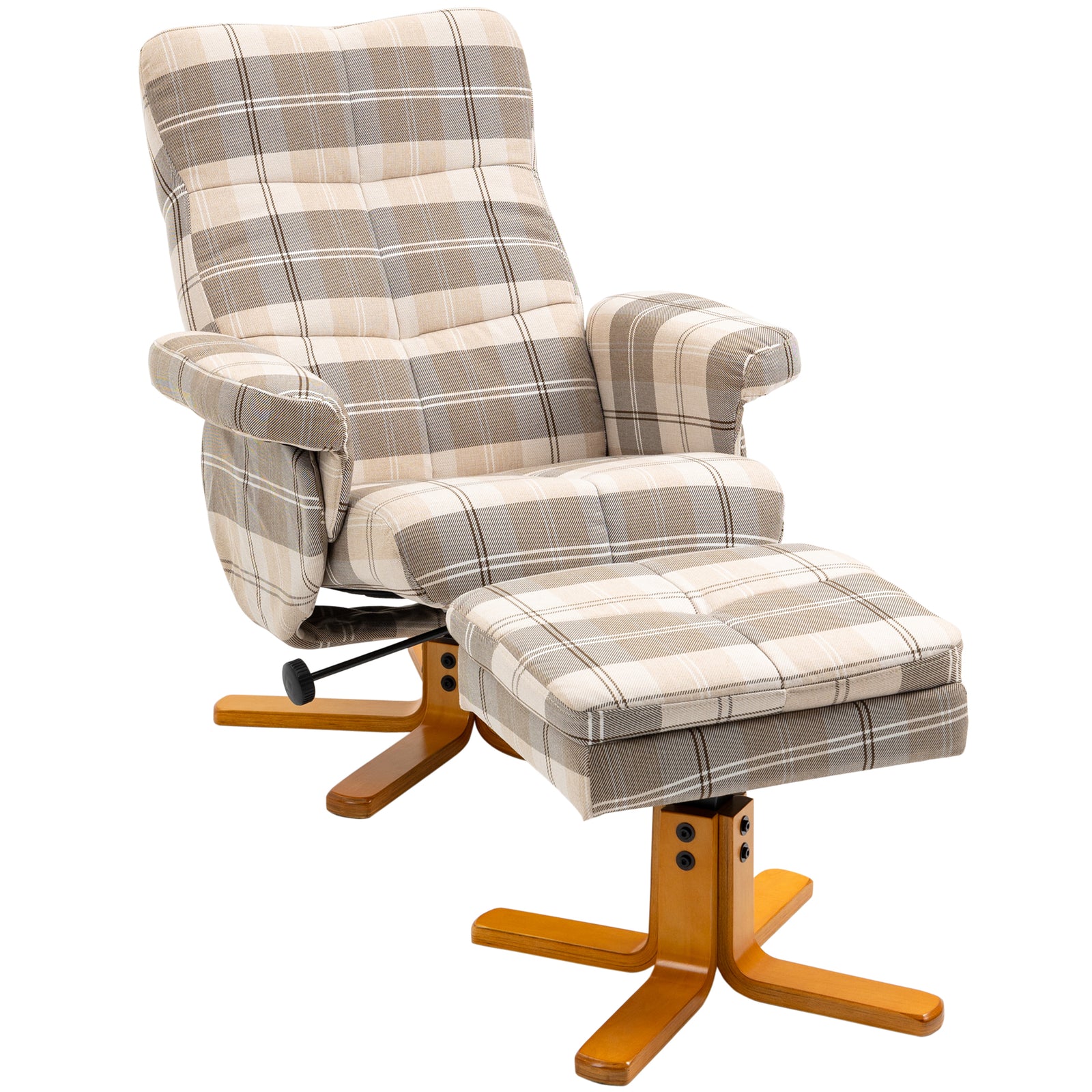 Recliner Chair And Footstool Pu Leather Wooden Base | One Size | Multi Colour