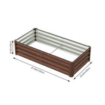 Brown Wood Grain Rectangular Galvanized Steel Raised Garden Bed | Small