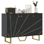 Sideboard Storage Cupboard With Metal Legs For Living Room | Black