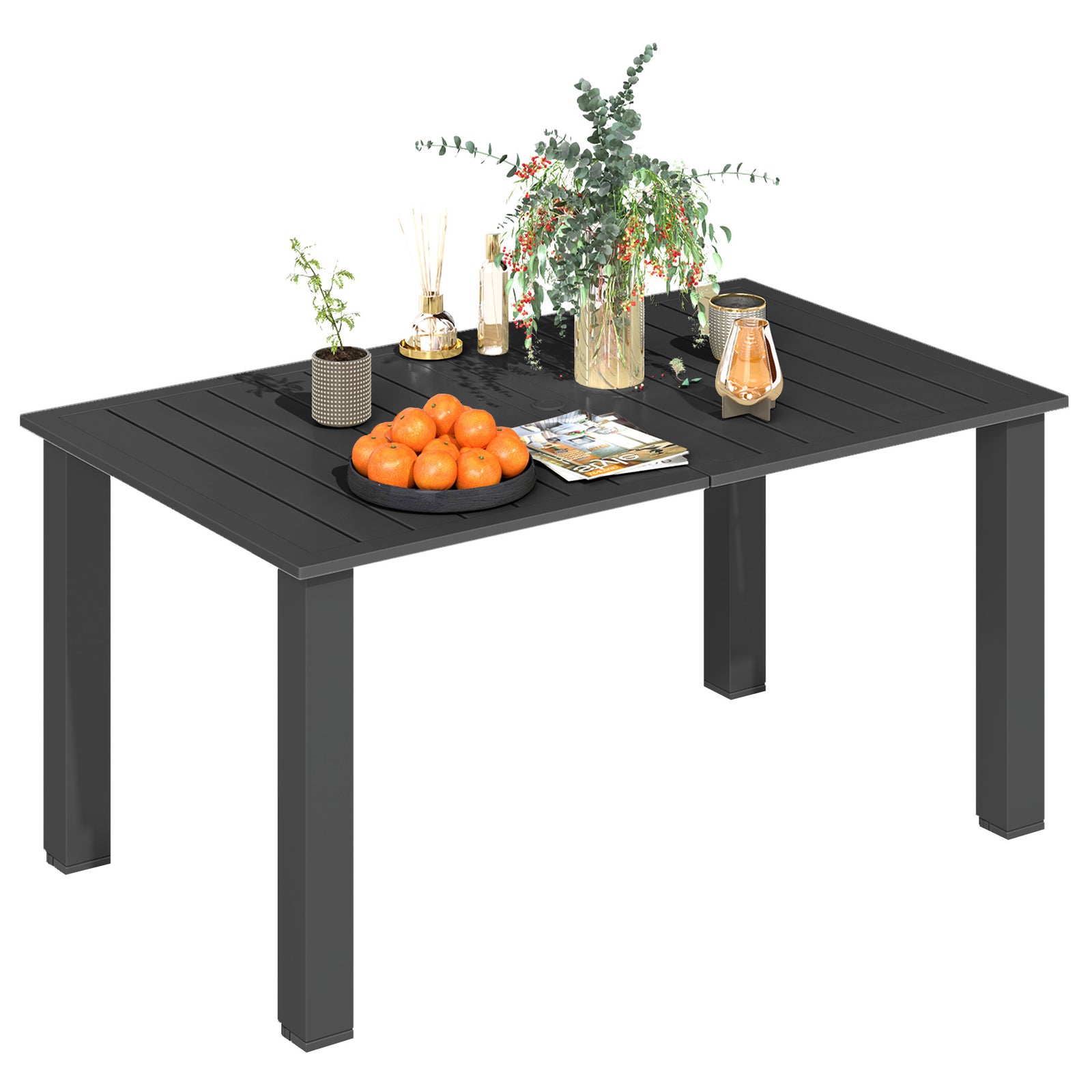 150x90cm Black Garden Dining Table