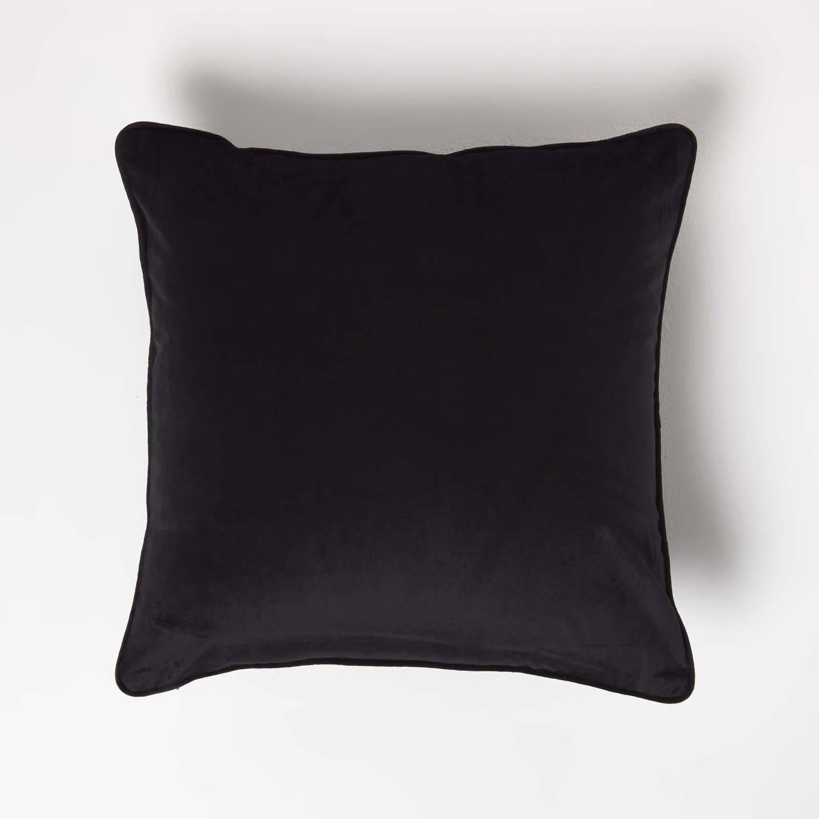Filled Velvet Cushion With Piped Edge 46 X 46 Cm | 45cm x 45cm | Black