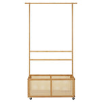 Breeins Freestanding Bamboo Clothes Rack With Rattan Basket