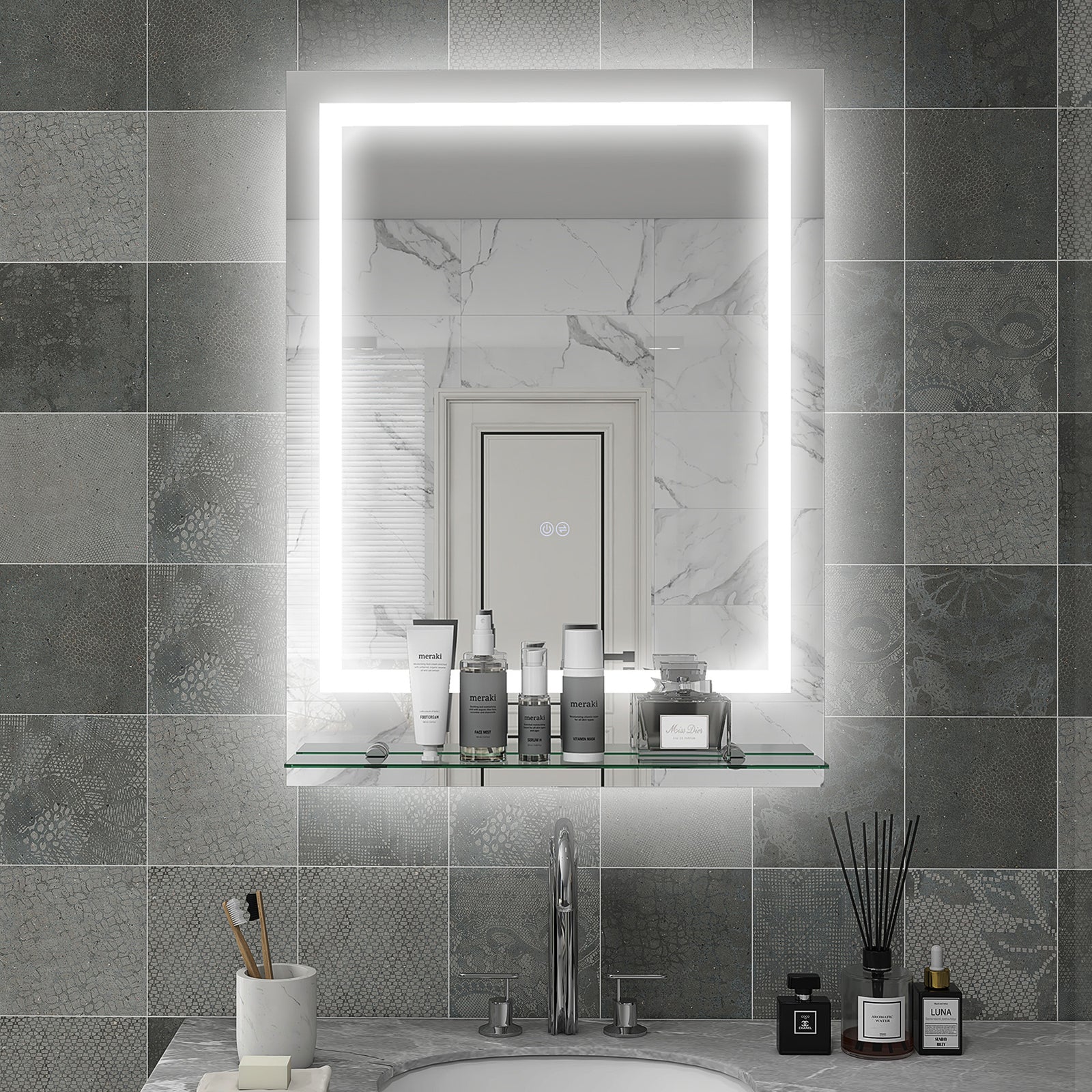 70x50/80x60cm Dimmable Bathroom Mirror Defogging Film | Large | Silver
