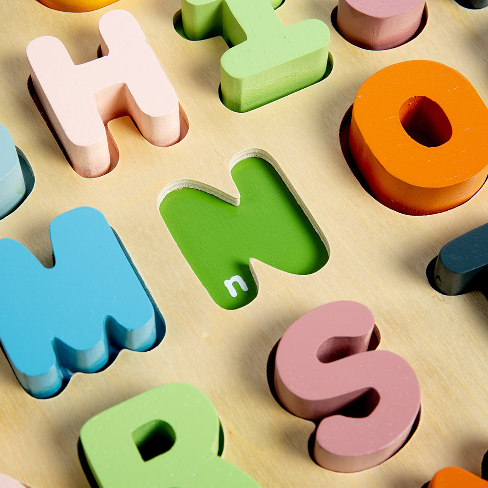 Wooden Uppercase Abc Puzzle, Educational Toys