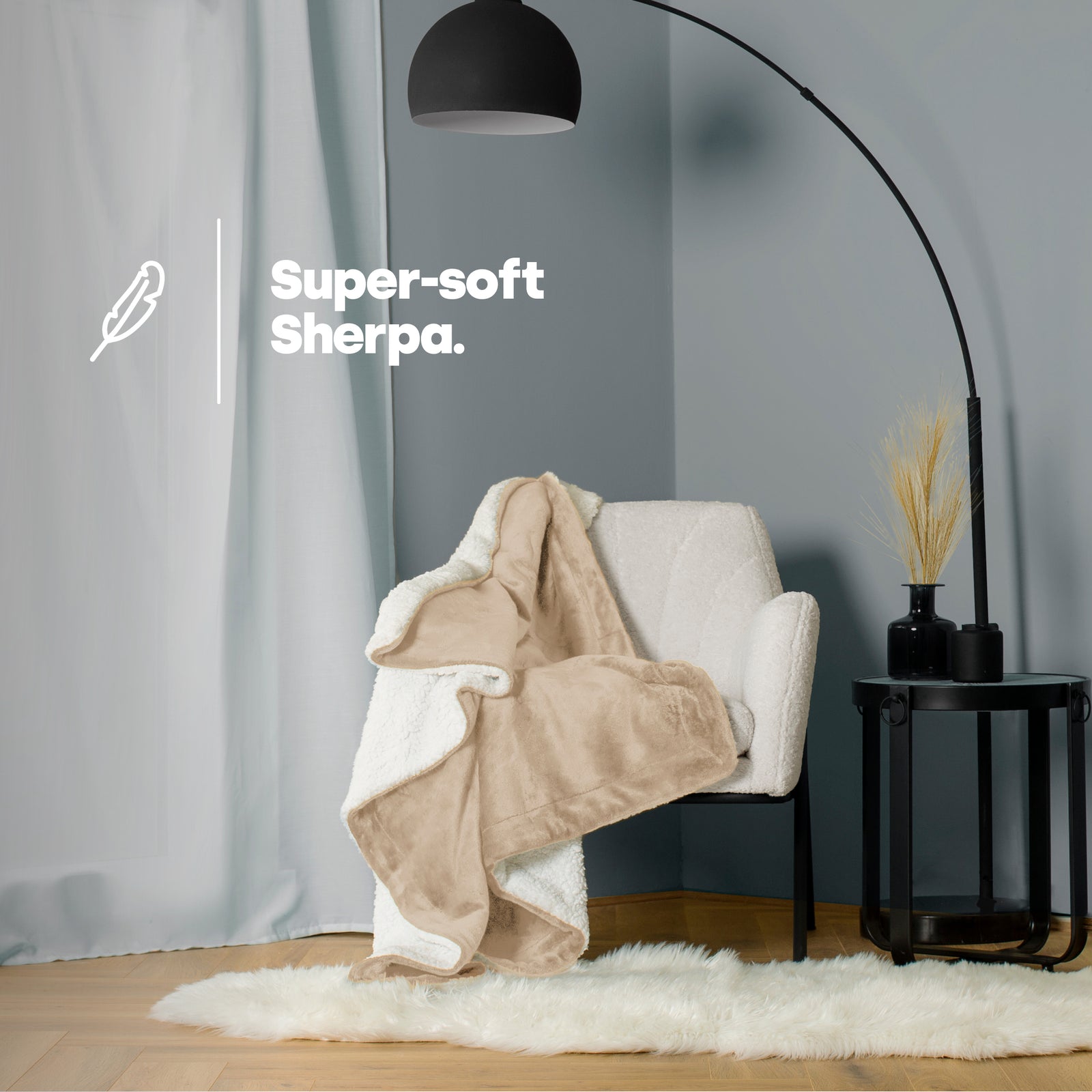 Double Sherpa Fleece Blanket - Champagne