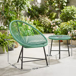 Rattan Bistro Set With Acapulco Chairs And Glass Table | Green