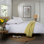 Tufted Daisy Duvet Cover Set – 100% Cotton, Soft, Breathable & Elegant Floral Bedding | Double | White