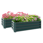 Set Of 2 Galvanized Raised Garden Bed | Green