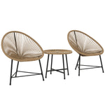 Rattan Bistro Set, Cushioned Acapulco Chairs, Glass Table | Natural