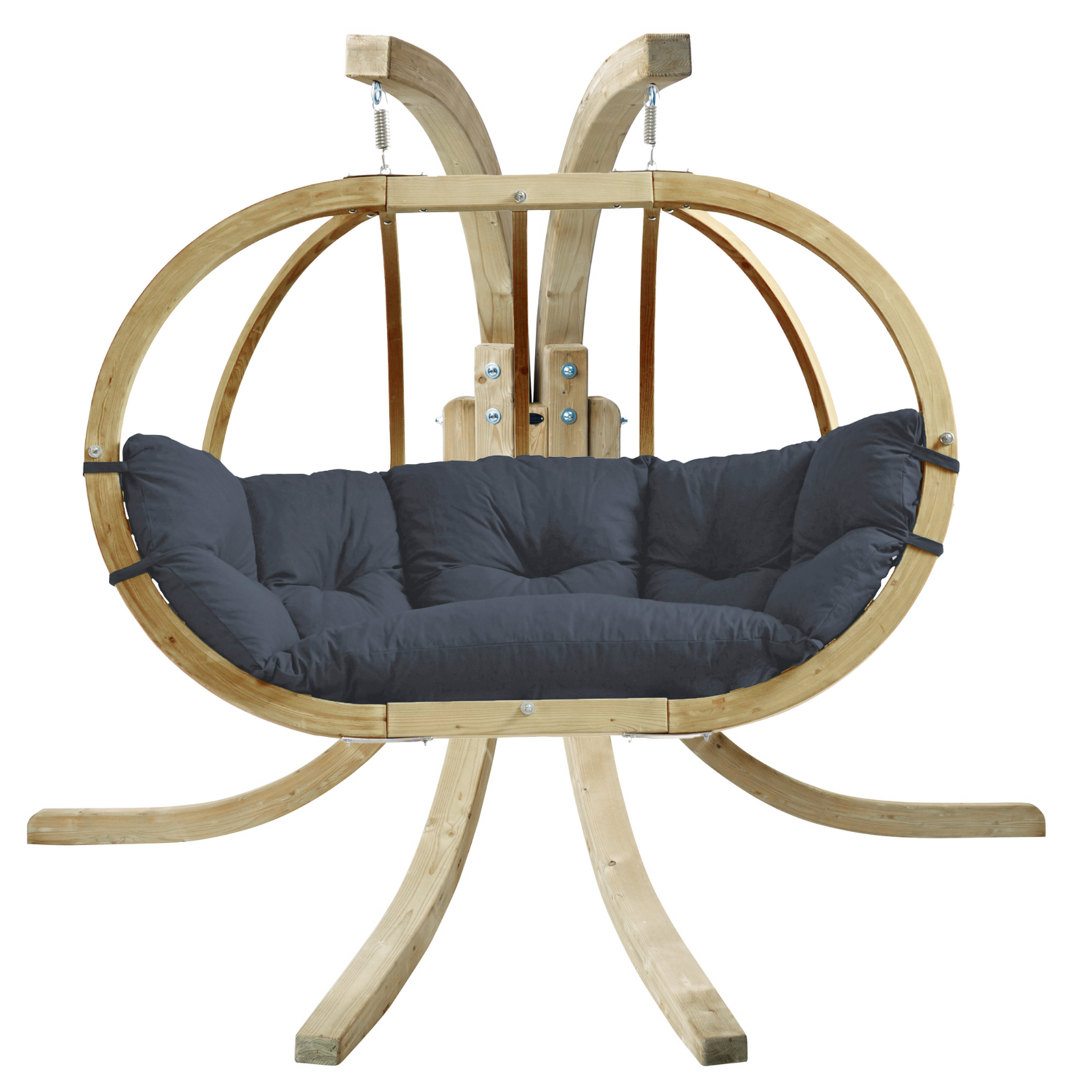 Globo Royal Double Seater Hanging Chair Set In Anthercite | Double | Blue