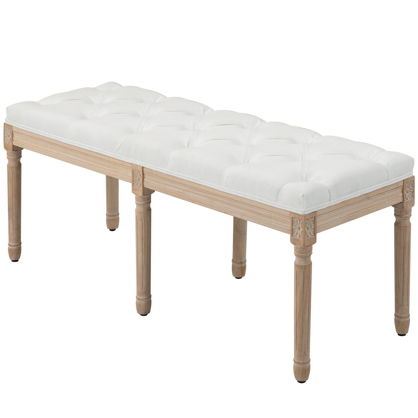 Upholstered End Of Bed Bench, Cream White