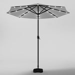 3m Outdoor Patio Parasol – Solar-powered Umbrella With 24 Led Lights, Tilt & Crank Handle, With Fillable Base | One Size | Light Grey