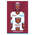 West Ham United FC Gift Wrap, 2 Sheet 2 Tag, Official Product