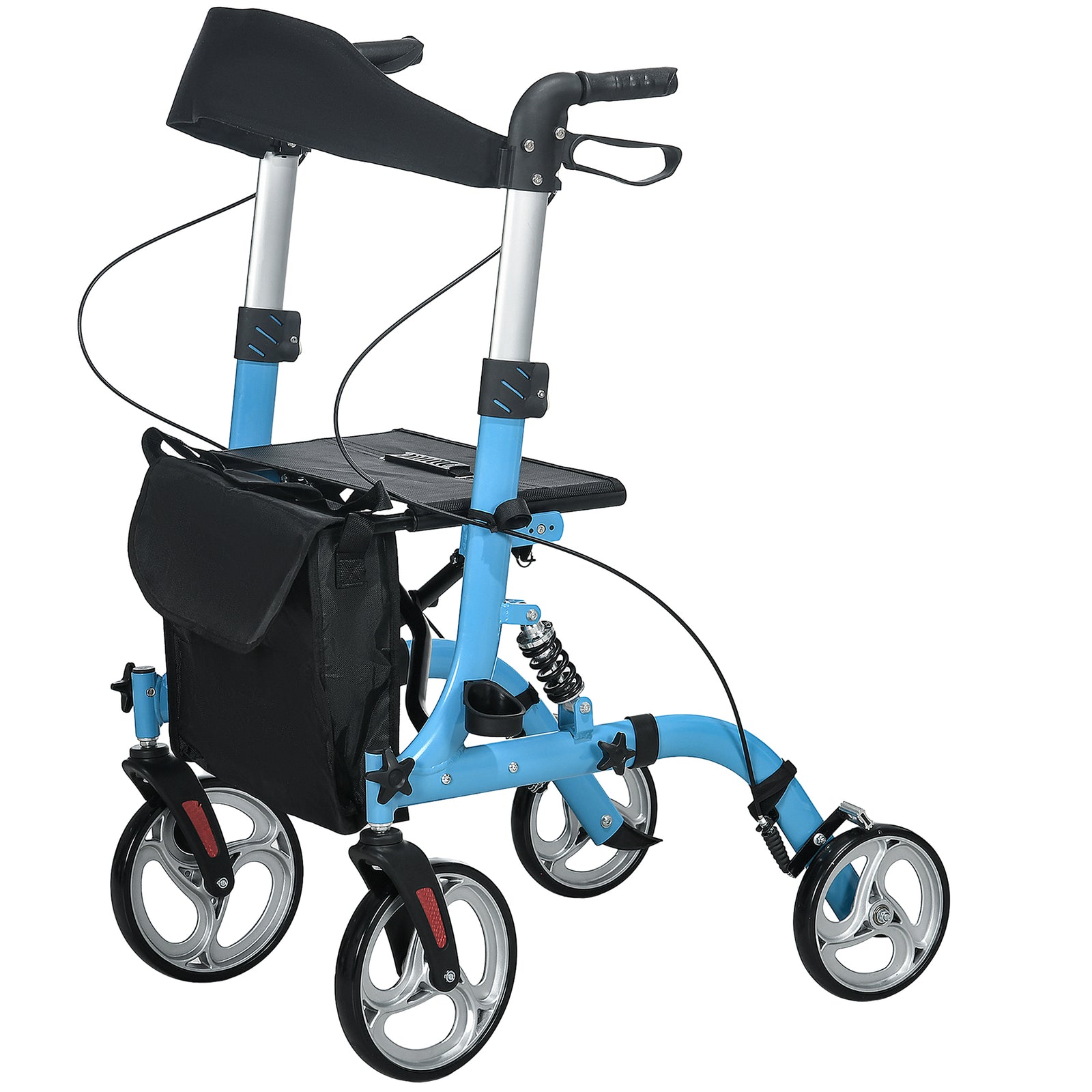 4 Wheel Rollator With Seat And Bag Dual Brakes
