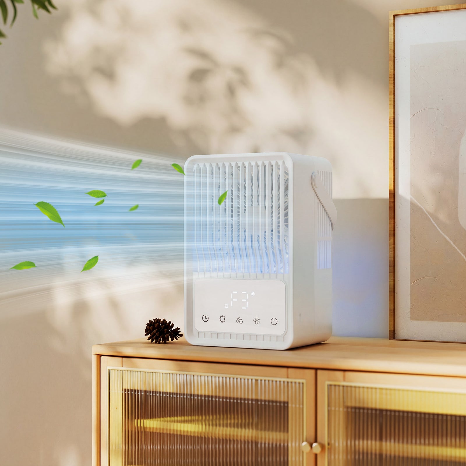 4-in-1 Mini Air Cooler With 7 Colour Rgb Light, Cooling Fan | White
