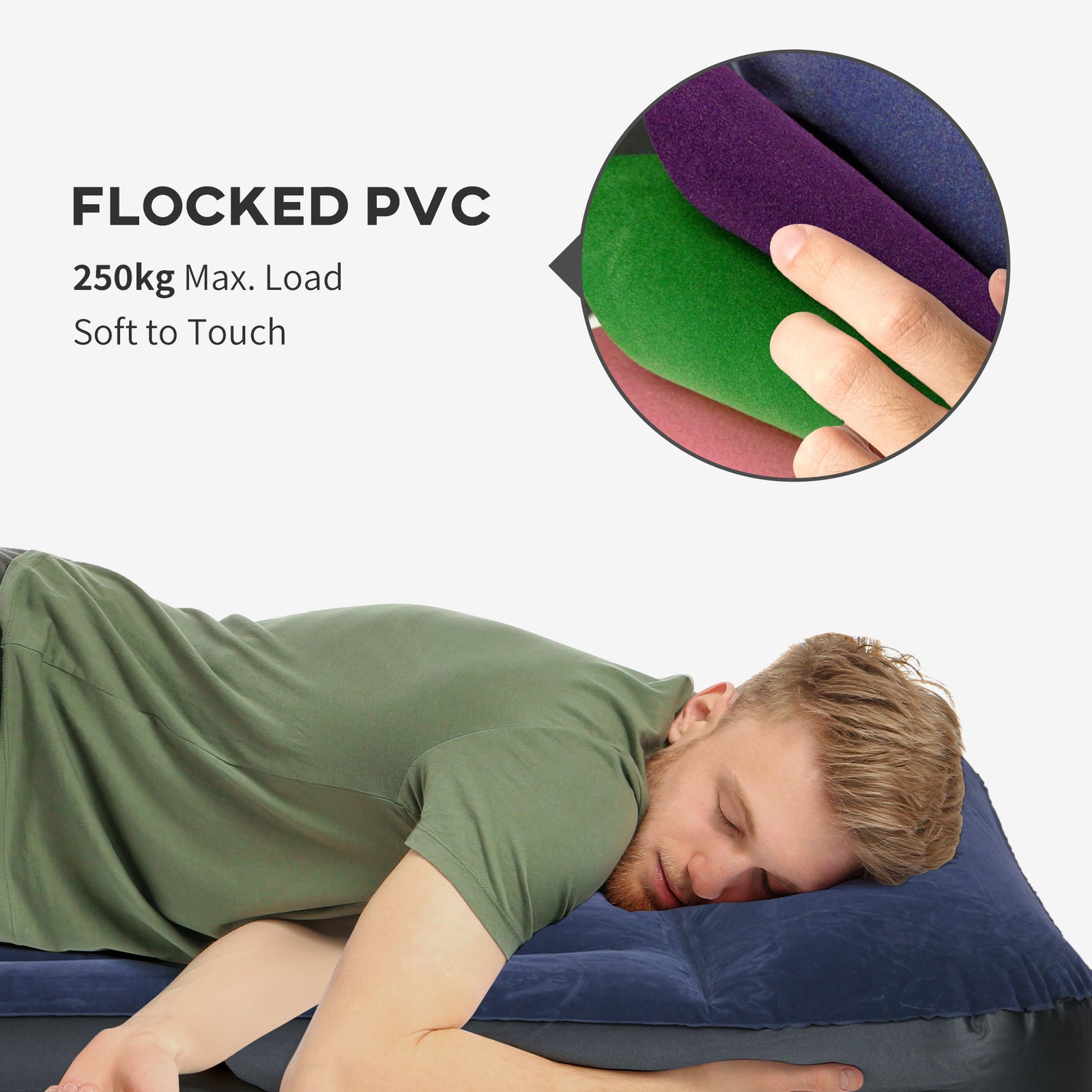 King Size Air Bed With Built-in Pump And Integrated Pillow | Blue