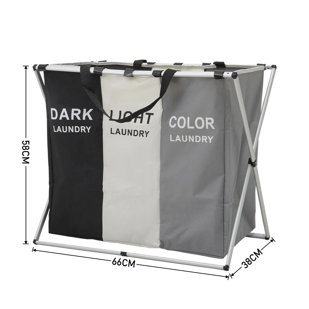 Living and Home 3-section Foldable Laundry Basket With Aluminum Frame