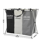 3-section Foldable Laundry Basket With Aluminium Frame