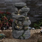 Living and Home Outdoor Rock Waterfall Fountain With Led Lights