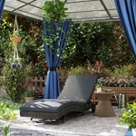Outdoor Reclining Lounge Chair, Pe Wicker, Rolling Wheels
