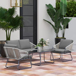 4 Piece Rattan Garden Furniture Set With Cushions | Gray