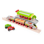 Wooden Bullet Train Engine & Carriages