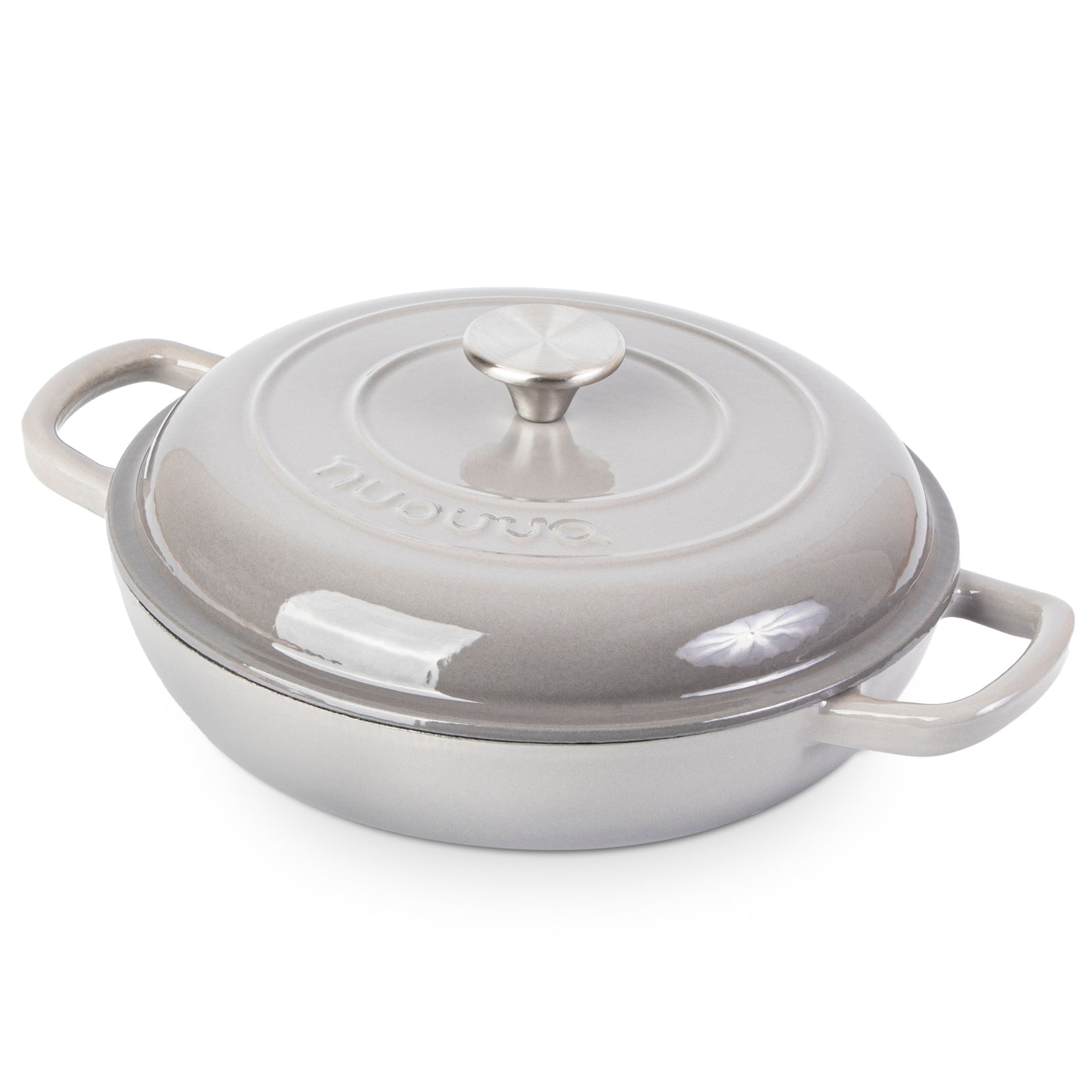 Shallow Cast Iron Casserole With Lid - 2.3-quart (26 Cm) | Grey