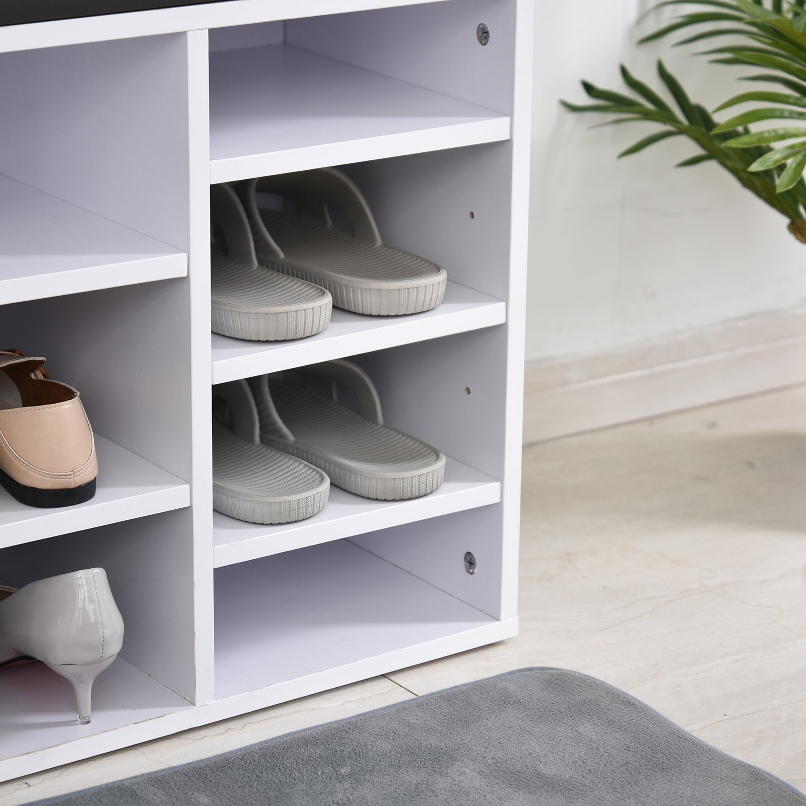 Multi-storage Shoe Rack 14 Compartments Moving Shelves | One Size | White
