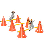 Dog Agility Equipment Set, 3 Pcs Adjustable Height Jumping Obstacles | Small | Orange