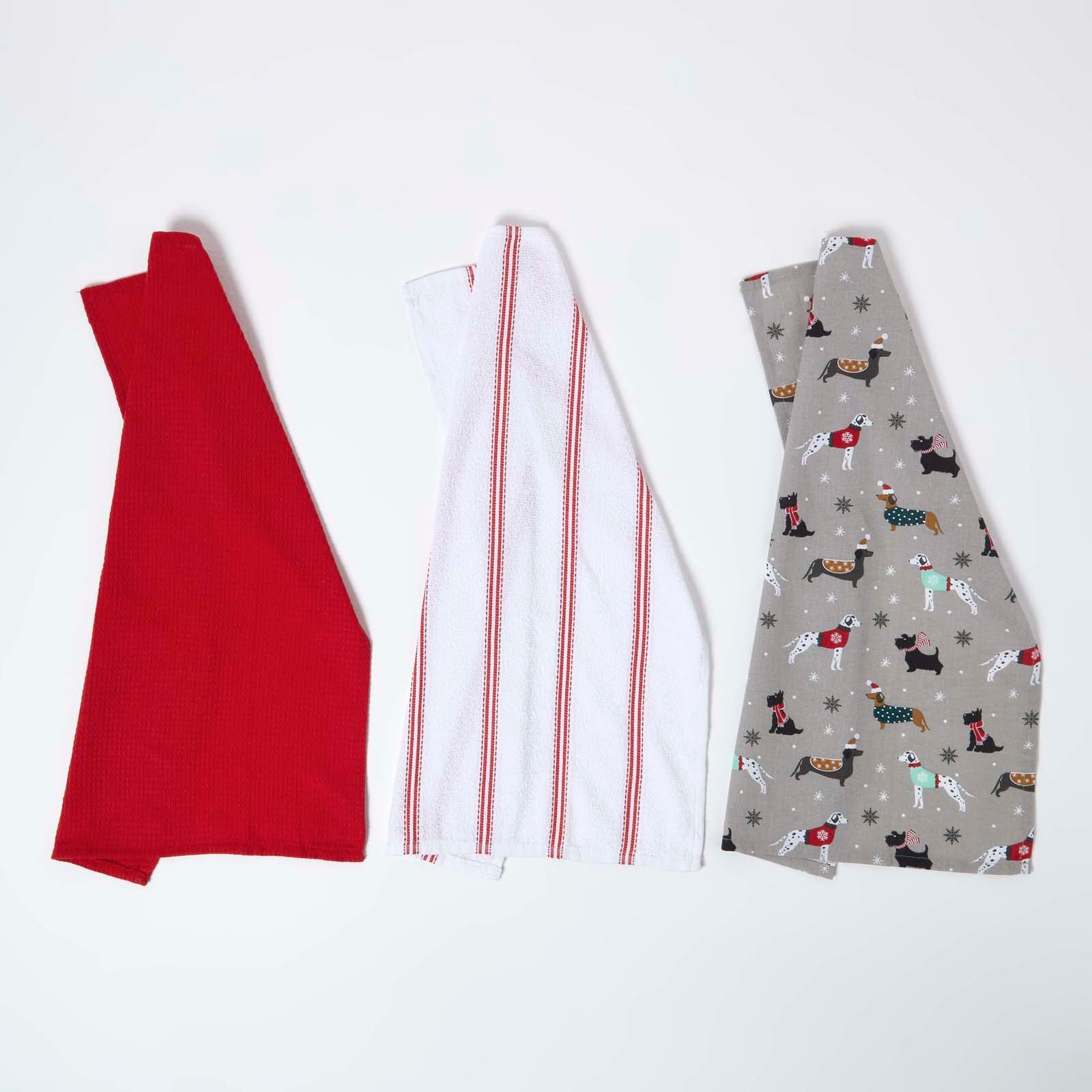 Dog Christmas Tea Towels Set Of 3