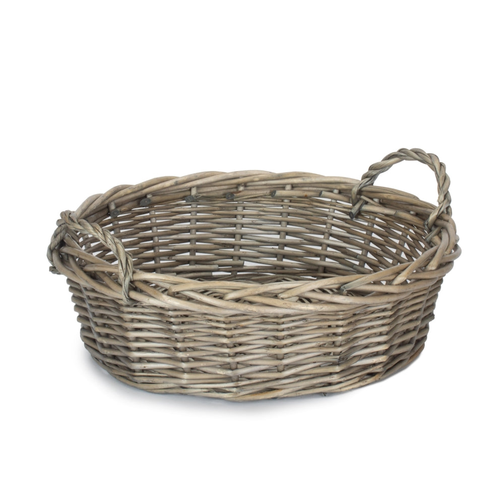 Large Round Antique Wash Serving Tray